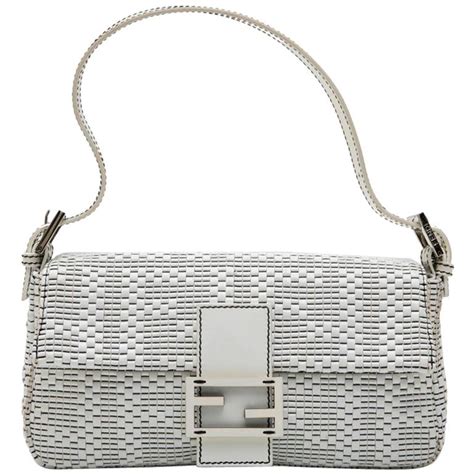 fendi weave and patent leather bag|Fendi baguette.